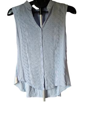 Tiny - Blue Boho Embroidered Hi-Low Sleeveless Blouse Medium